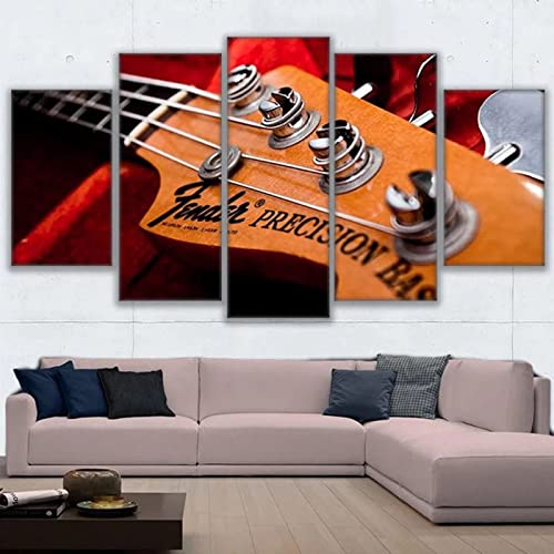 Hd Gedruckte Modulare Leinwand Gemälde Für Wohnzimmer Wandkunst 5 Stück Bassgitarre Hals Bilder Wohnkultur Musik Poster Size1