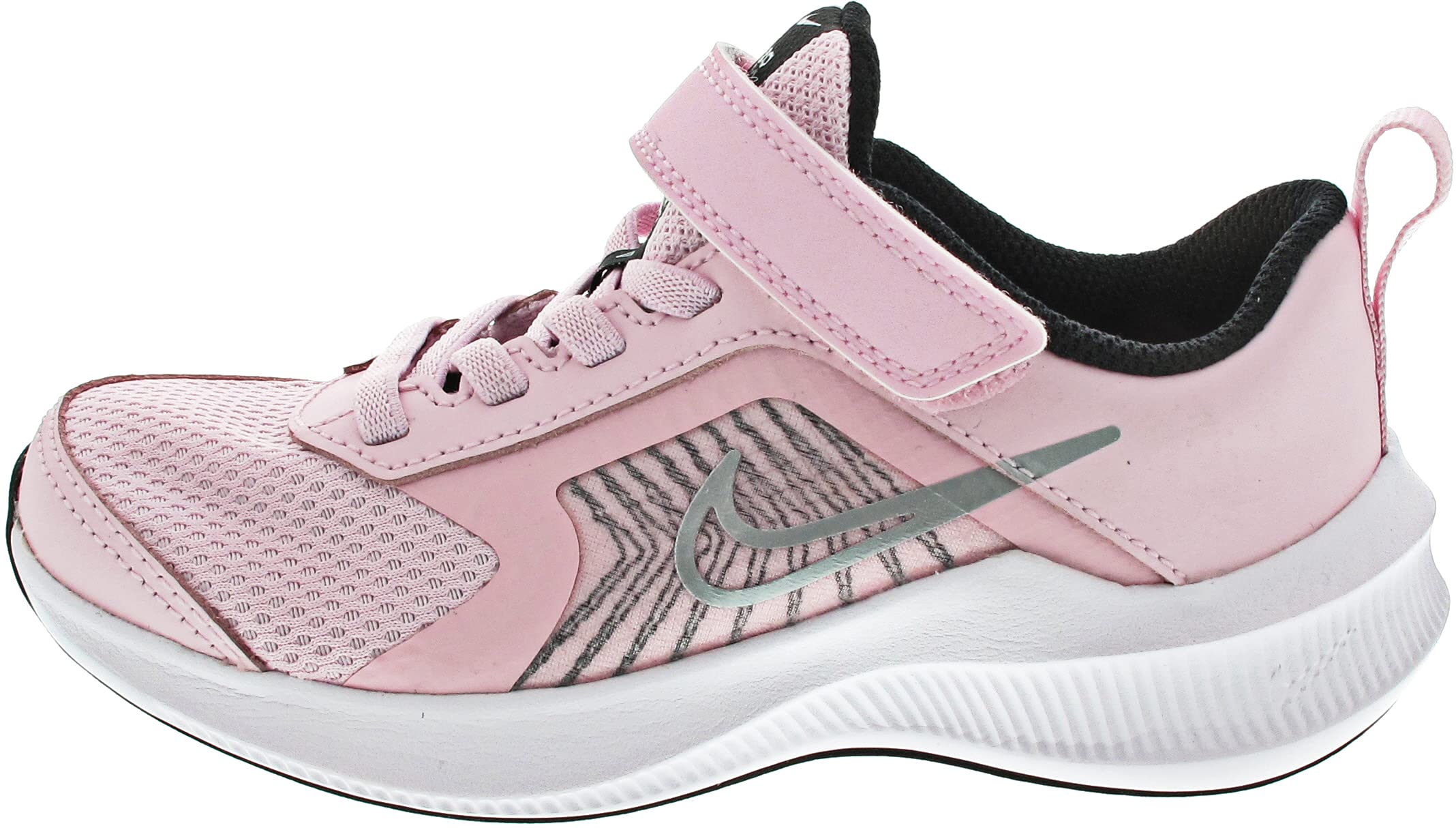 Nike Jungen Unisex Kinder Downshifter 11 Kids Running Shoe, Pink Foam/Metallic Silver-Black-White, 27 EU