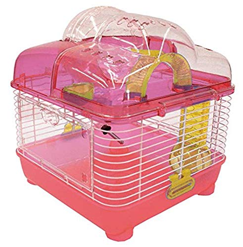YML Zwerghamster-Mäusekäfig mit Kugel Oben, transparent, 25,4 cm, Pink
