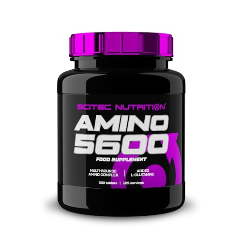 Scitec Nutrition Amino 5600 Tabletten, essentielle & BCAA-Aminosäuren mit L-Glutamin, unterstützen Muskelerholung & Wachstum, Molkenprotein & Caseinat-Formel, 500 Tabletten