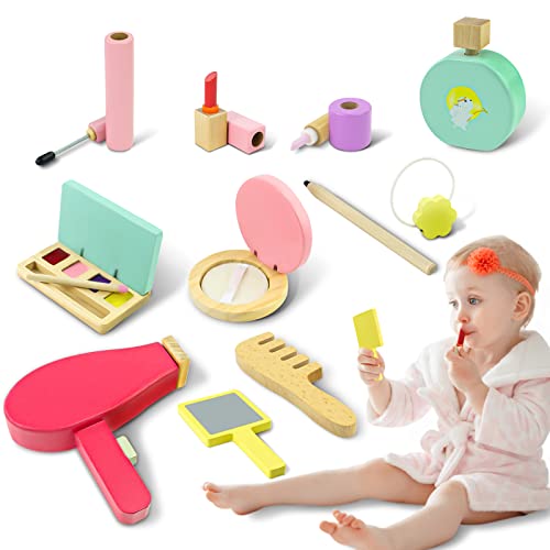 Makeup Kinder Schminkset Schminksachen Schönheit Holzspielzeug Prinzessi Kosmetikset Mädchen Kinder Rollenspiel Spielzeug Geschenk ab 3 4 5 Jahre