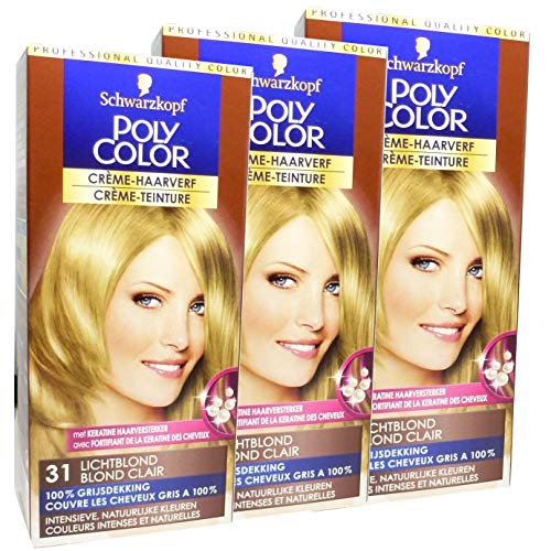 3 x Schwarzkopf Poly Color Permanent Cream Colour Tint 31 Natural Blonde