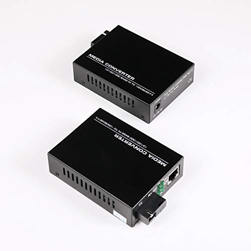 EIN Paar SC-Single-Mode-Gigabit-Ethernet-Medienkonverter 10/100 / 1000Mbps Bidirektionaler Single-Mode-SC-Fiber-Ethernet-Konverter mit bis zu 20 km RJ-45-Port 10 / 100Base-TX zu 100Base-FX 1310-nm