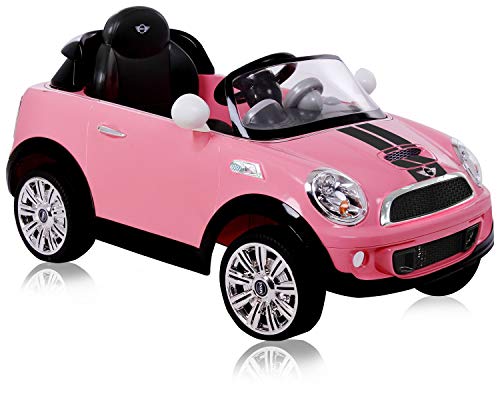 ROLLPLAY Elektrofahrzeug mit Fernsteuerung und Rückwärtsgang, Für Kinder ab 3 Jahren, Bis max. 35 kg, 6-Volt-Akku, Bis zu 4 km/h, MINI Cooper S Roadster, Pink 22492