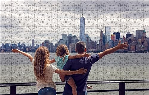 GUOHLOZ Puzzles für Erwachsene, Puzzles, 1000 Stück, Holzpuzzle Stadt, Familie, New York, 75x50cm