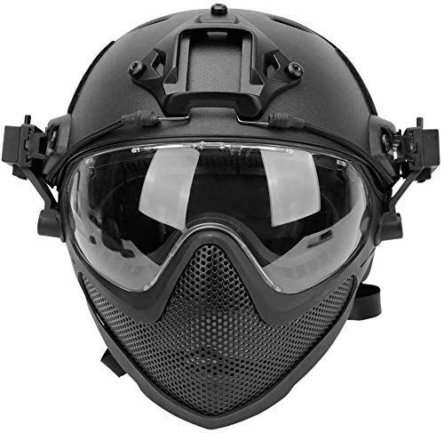 Airsoft PJ F22 Taktischer Helm, Vollgesichtsschutzhelm mit Abnehmbarer Maske und Schutzbrille, verwendet für Outdoor-Sportarten wie CS Games