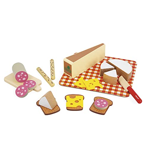 Janod - Mein Premier Apéro – Spielbrett – Spielzeug für Küche und Dinette – 20 Elemente aus Holz, Karton und Filz – FSC-Zertifiziert – Farbe auf Wasser – ab 3 Jahren, J06597