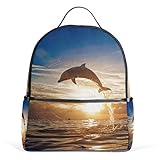 WowPrint Süßer Delfin-Rucksack mit Tiermotiv, Büchertasche, Schulrucksack, Rucksack, Wandern, Reisen, Tagesrucksack