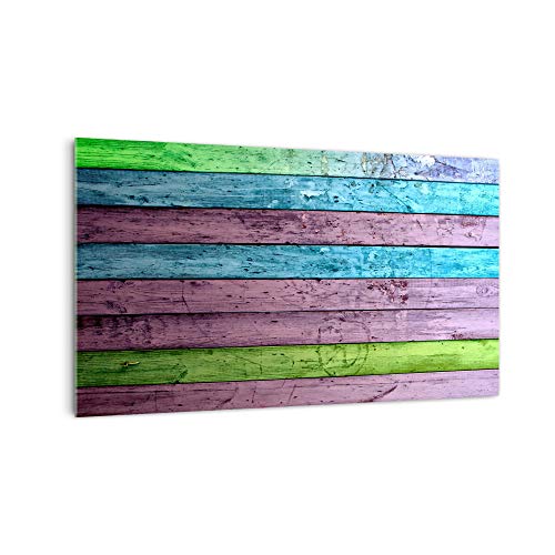 DekoGlas Küchenrückwand 'Farbige Holzbretter' in div. Größen, Glas-Rückwand, Wandpaneele, Spritzschutz & Fliesenspiegel