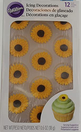 Sunflower Royal Icing Decorations, 12 count