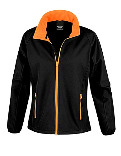 Result Damen R231F Bedruckbare Softshell-Jacke, schwarz/orange, Small/Size 10
