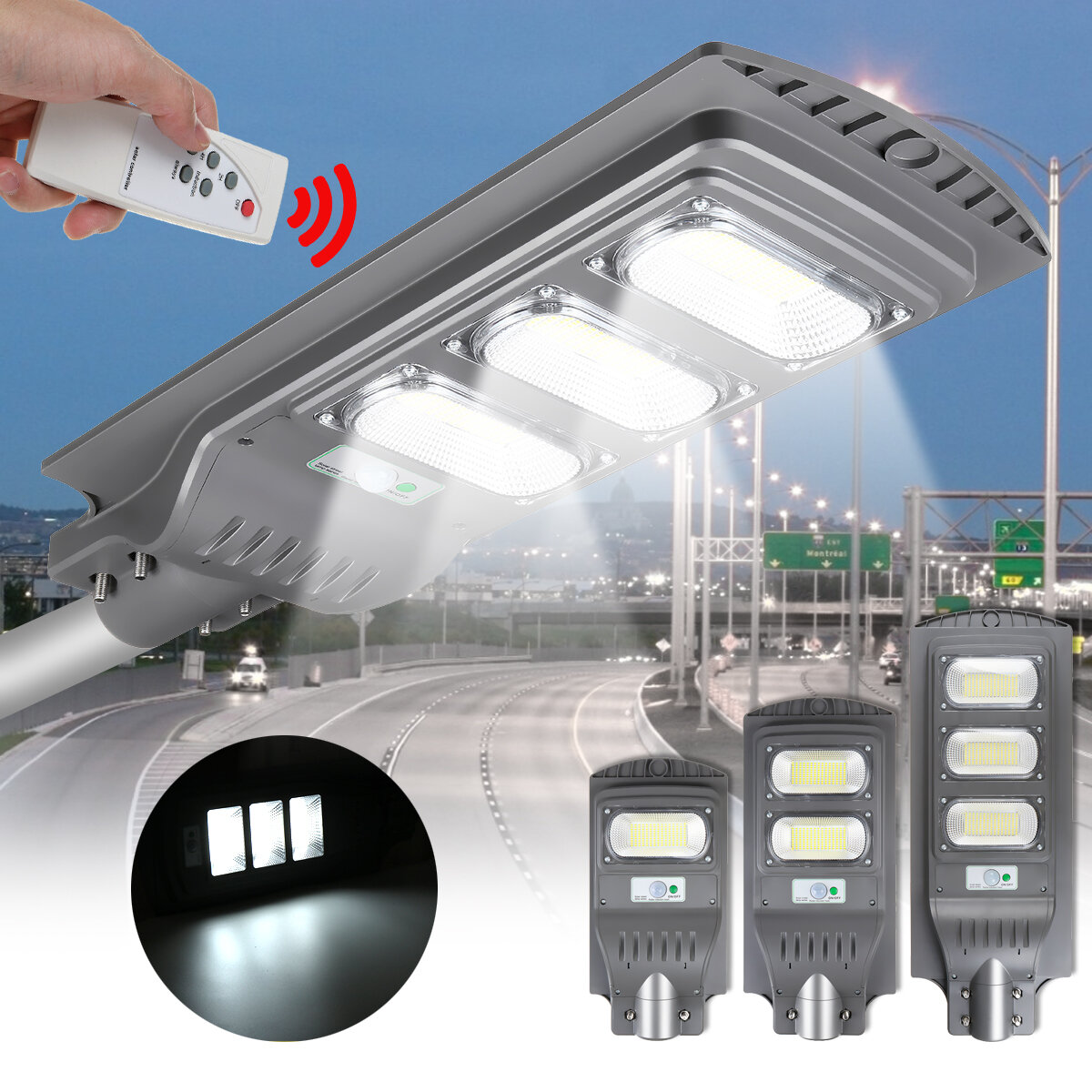 160/320 / 480W LED Solar Street Light PIR Bewegungssensor Außenwandleuchte + Fernbedienung