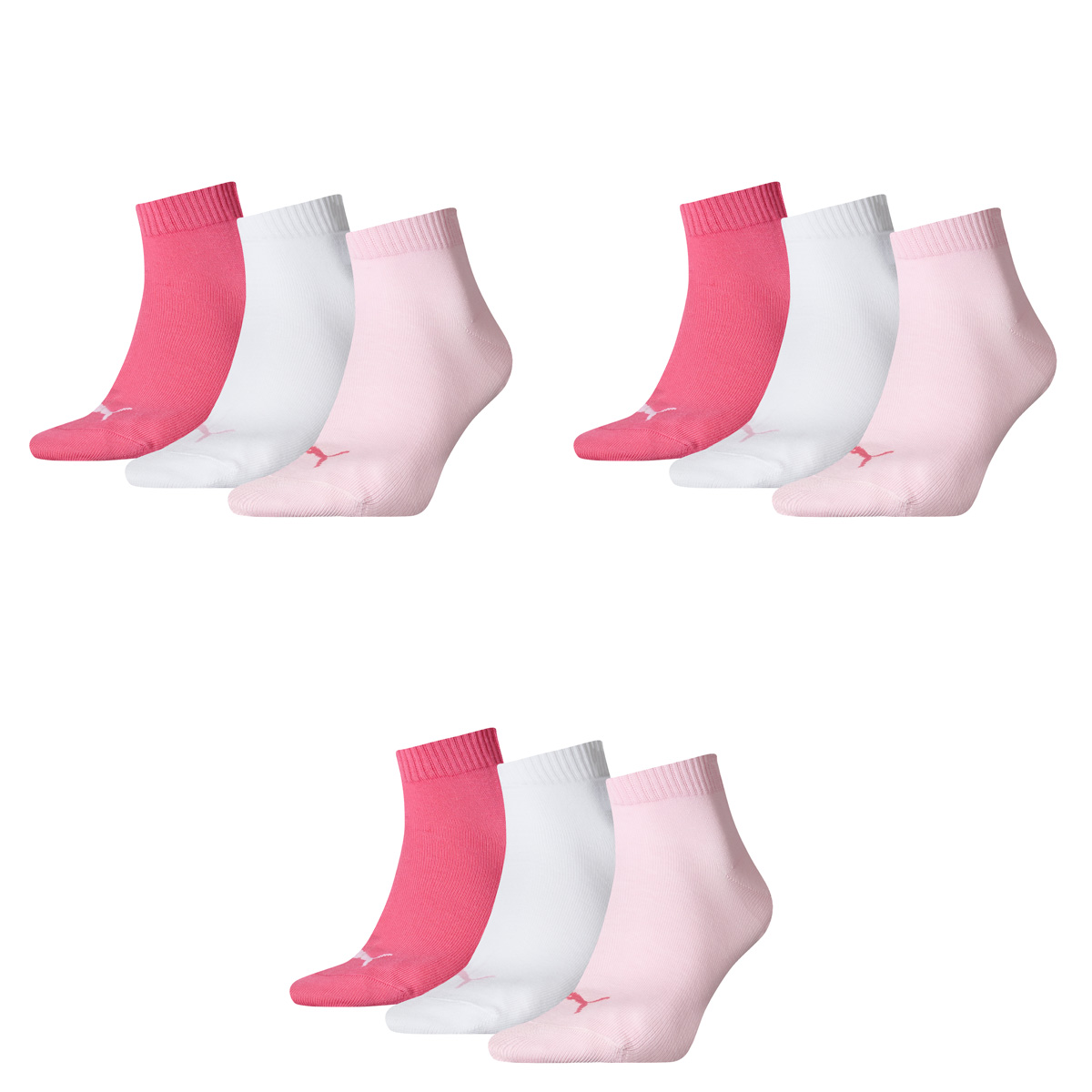 PUMA Plain 3P Quarter Socke, Pink Lady, 39-42
