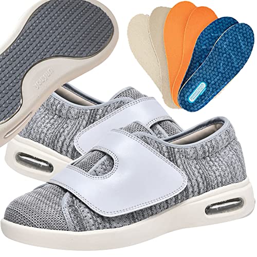 Schuhe Für Geschwollene Füße Orthopädische Diabetiker Schuhe Herren Damen Senioren Turnschuhe Freizeitschuhe Reha Schuhe Für Geschwollene Füße,Lightgrey,42 EU