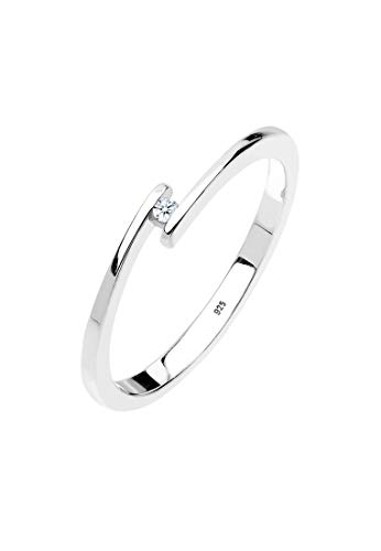 Diamore Damen-Verlobungsring Glamour Elegant Silber 925 Diamant 0,02ct weiß Gr. 52 54 56 58