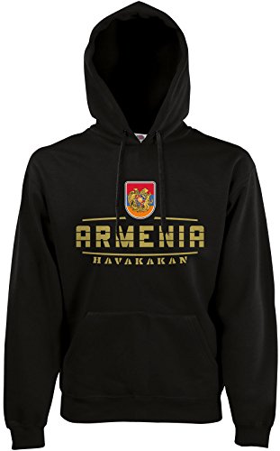 AkyTEX Armenien Hajastan Fan-Hoodie EM-2021 Kapuzenpullover Schwarz L