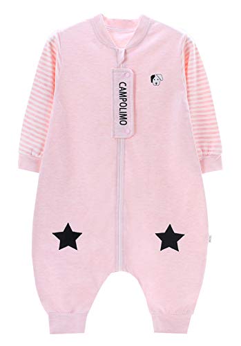 Chilsuessy Klein Kinder Sommer Schlafsack mit Beinen 100% Baumwolle Schlafsack Einteiler Spielanzug Babyschlafsack Overall, Pink/3, 80/Baby Hoehe 70-80cm