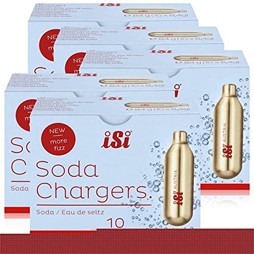 iSi Soda Chargers Sodakapseln 10 Kapseln - Für sprudelndes Wasser 84g (5er Pack)
