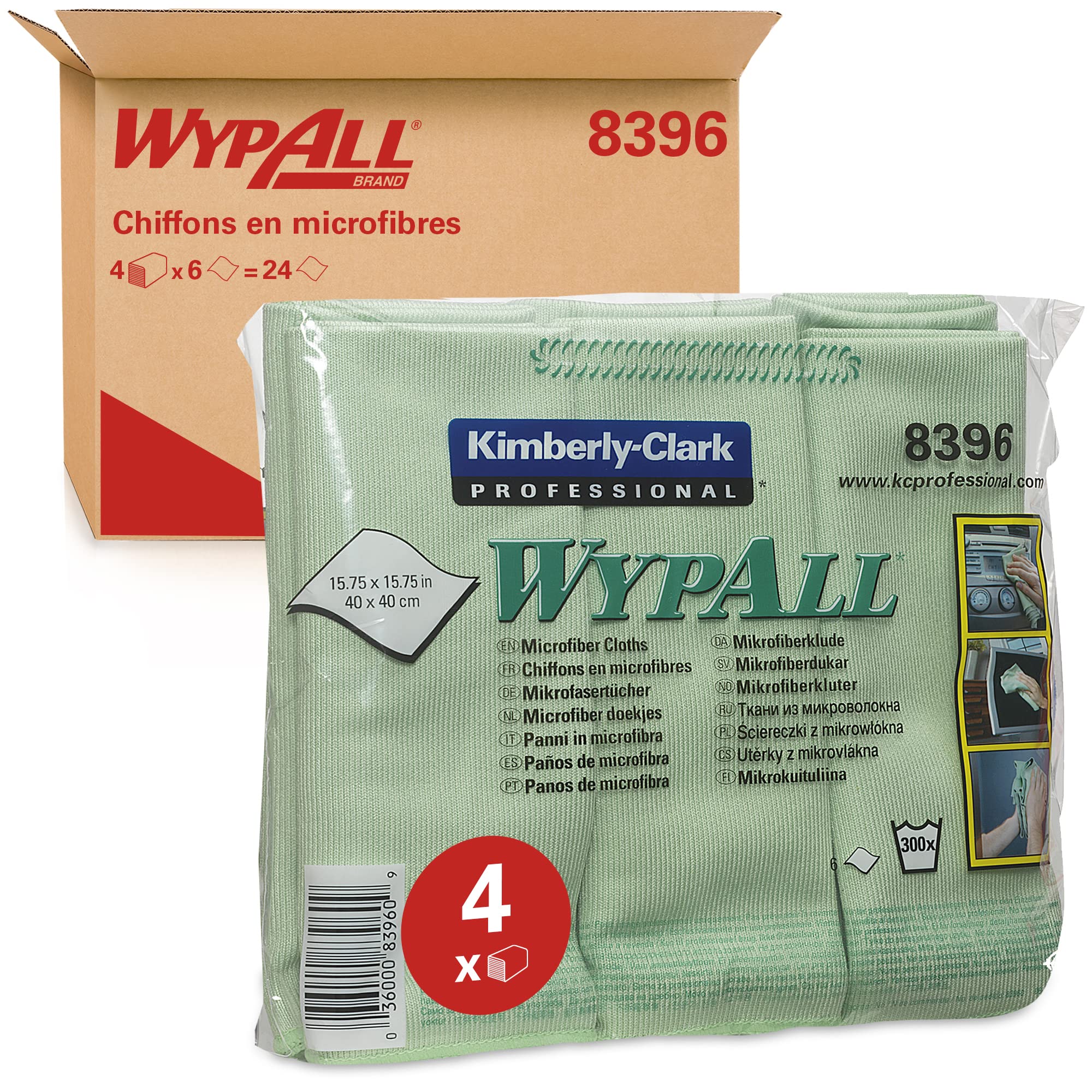 WypAll Mikrofasertücher 8396 – 4 Päckchen mit 6 Tüchern, grün