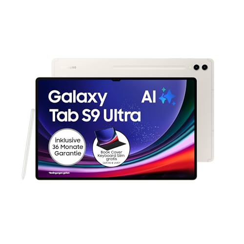 Samsung Galaxy Tab S9 Ultra Android-Tablet, Wi-Fi, 1 TB / 16 GB RAM, MicroSD-Kartenslot, Inkl. S Pen, Simlockfrei ohne Vertrag, Beige, Inkl. 36 Monate Herstellergarantie [Exklusiv bei Amazon]