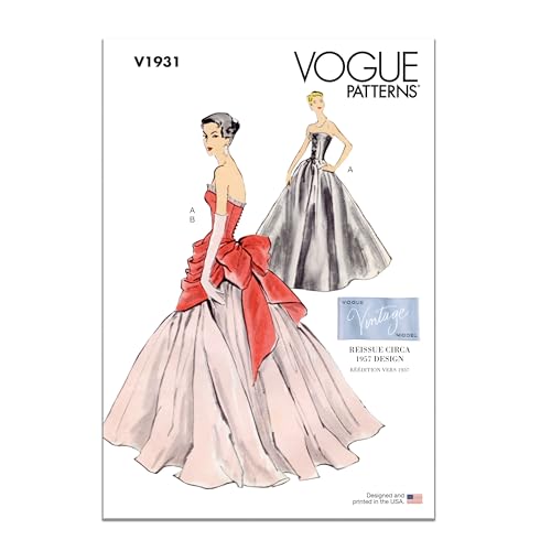Vogue Schnittmuster-Set, Vintage-Kleid und Übermieder mit Packtasche, Design Code V1931, Größen 44-46-48-50-52
