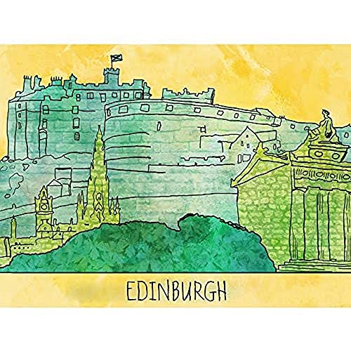 Wee Blue Coo Edinburgh Castle MP5707A Kunstdruck-Poster im Schottland-Stil