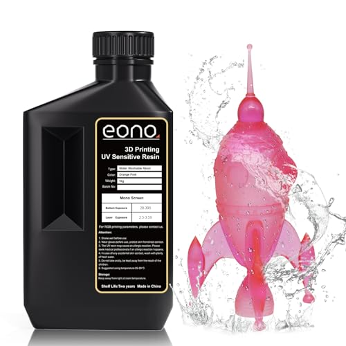 EONO Zweifarbiges Wasserwaschbares 3D Drucker Resin Zweifarbiges Farben Water Washable 3D Druck Resin UV 405nm Rapid Resin für LCD 3D Druck, Rosa+Orange 1000g