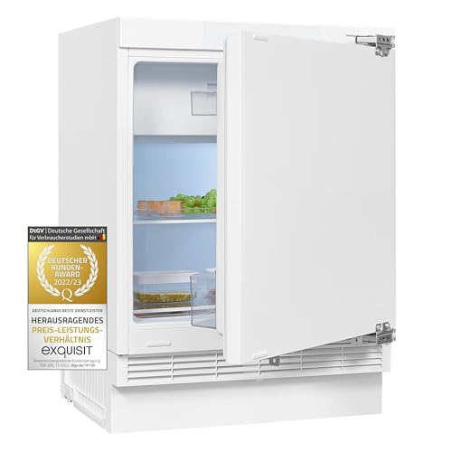 Exquisit Unterbaukühlschrank UKS130-4-FE-010E | 121 l Nutzinhalt | 4 Sterne | Schnell-Kühlfunktion