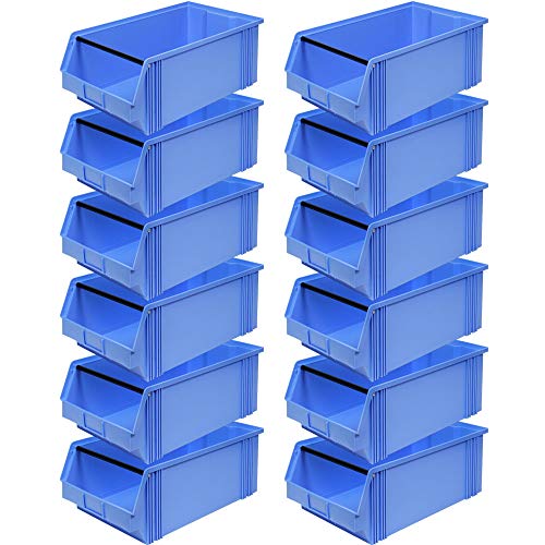 12x Sichtbox"CLASSIC" FB 2 mit Tragestab, LxBxH 510/450x300x200 mm, Inhalt 27 Liter, blau