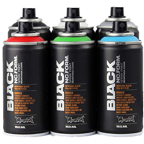 Montana BLACK Sprühdosen POCKET CANS 150ml Vorratspack 6 verschiedene Farben