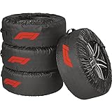 Formula 1 Reifentaschen-Set, Reifenschutzhülle, 4-teilig, wasserabweisend, waschbar, schwarz-rot, für sauberen Transport und sichere Aufbewahrung