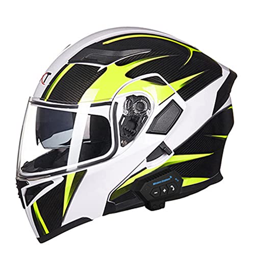 Motorradhelm Bluetooth Klapphelm,Integralhelm Motorrad Helm, Modularer Flip-Helm mit Doppelvisier Power-Belüftungssystem,ECE-Zugelassenes D,M=(57-58CM)