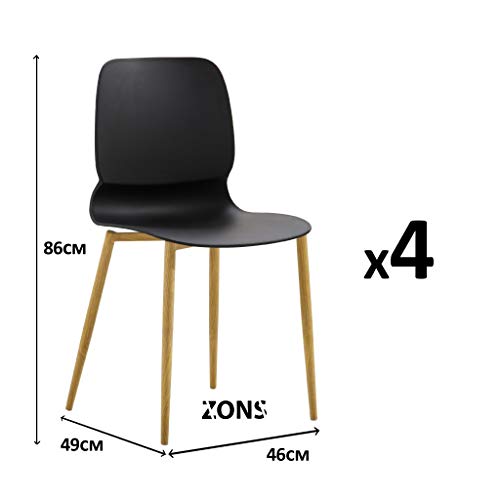 MAZ 4 Stühle aus Metall mit Sitzfläche aus PP schwarz