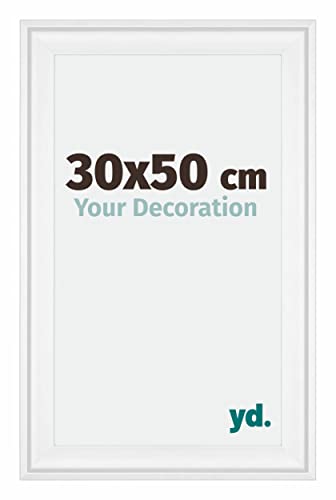 yd. Your Decoration - 30x50 cm - Bilderrahmen von Holz mit Acrylglas - Antireflex - Ausgezeichneter Qualität - Weiss - Fotorahmen - Birmingham.