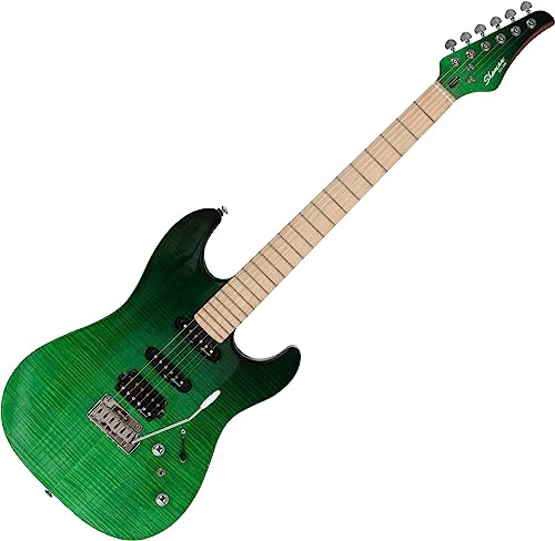 Shaman VST1087-GNB Venture Series E-Gitarre - ST-Bauweise - Flamed Maple Decke - Ahorn-Griffbrett - Tonabnehmer: 1x Humbucker, 2x Single Coil (HSS) - Green Burst