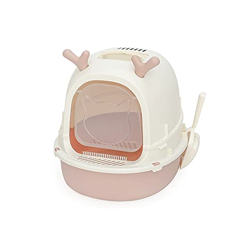 hanxiaoyishop Katzenklo Dual-Zellen-Katzen-Wurf-Box mit Geweih Cat-Wurf-Kasten-Anti-Geruch komplett eingeschlossenes Toilettenpet Pet spritzwassergeschütztes BettPan Katzentoilette (Color : A)