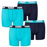 PUMA 4 er Pack Boxer Boxershorts Jungen Kinder Unterhose Unterwäsche, Farbe:789 - Bright Blue, Bekleidung:176