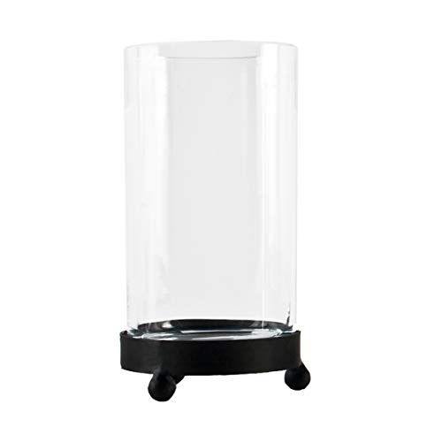 Varia Living Windlicht Loft aus Metall mit Glaszylinder in schwarz Laterne im modernen Vintage Shabby Look | für große Kerze oder als Vase mit Sockel | drinnen und draußen im Garten oder Balkon