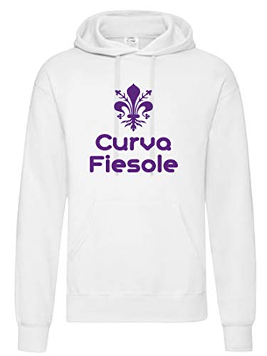 Ghisleri Felpa-Bianca-Cappuccio-Viola-Fiorentina-Curva-Fiesole-Firenze, Weiß Medium