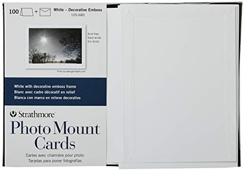 Strathmore 105-680 Foto-Passepartout-Karten, weiße dekorative geprägte Bordüre, 100 Karten und Umschläge