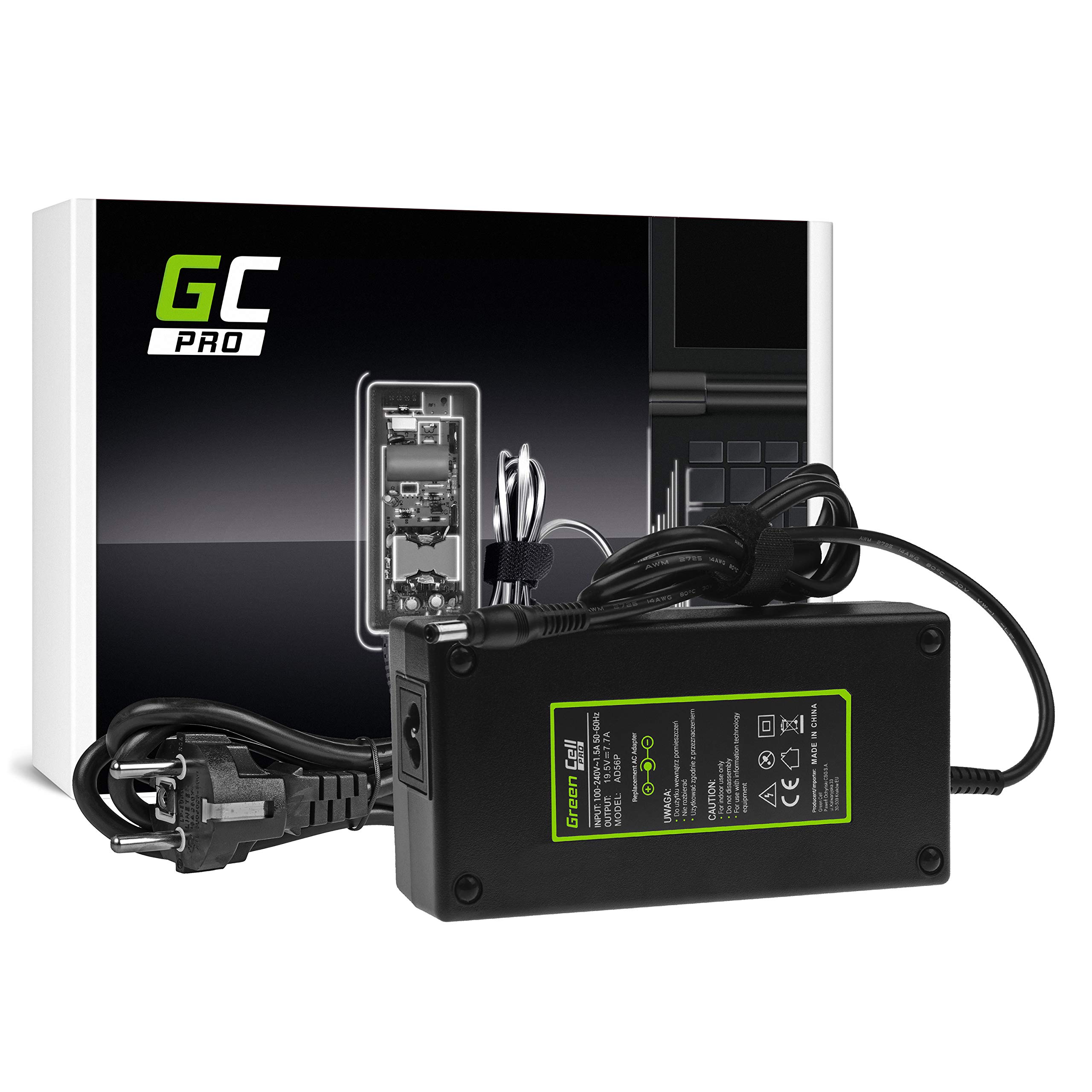 Green Cell 150W 19.5V 7.7A Laptop Ladegerät Netzteil für Asus G550 G551 G73 N751 MSI GE60 GE62 GE70 GP60 GP70 GS70 PE60 PE70 WS60 Ladekabel Stecker: 5.5-2.5mm