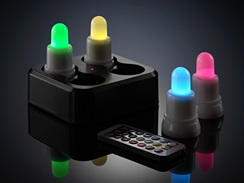 Auraglow Induktiv Aufladbares LED-Teelicht RGB Kerzen mit Farbänderung, 4 Stück