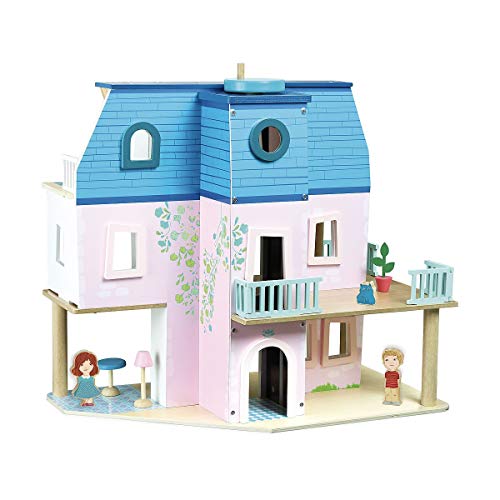 Vilac 6316 Ma Maison de poupée Mein Puppenhaus, Blau und Rosa, 50 x 45 x 13 cm