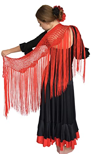 La Señorita Spanische Mantonchillo Flamenca de Crochet Rot für Damen