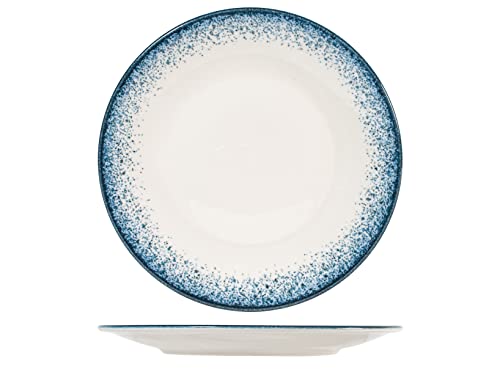 H&H Jupiter Teller aus Porzellan, 30 cm, modernes Design, elegant, Tischläufer, Blaufarben