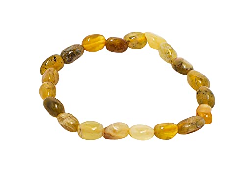 rainbow safety Armschmuck Perlenarmbänder mit Edelstein Stretch-Armbänder aus Naturstein BRE (Gelber Opal)