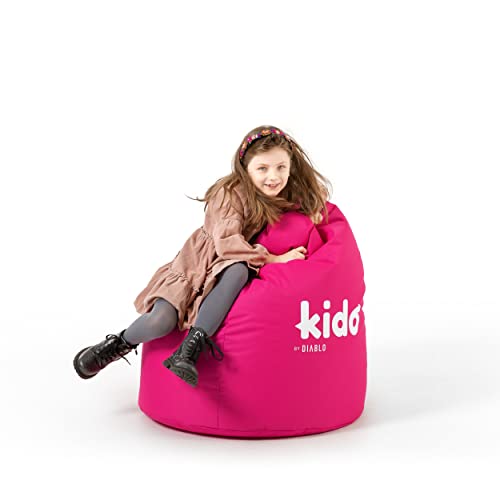 Diablo Kindersitzsack KIDO by Sitzsack mit Füllung Gaming Sessel Beanbag PVC-Beschichtung Wasserabweisend 110 cm x 80 cm x 80 cm (Rosa)