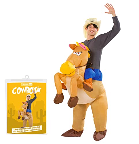 Aufblasbares Cowboy-Kostüm | Skurriles aufblasbares Kostüm | Premium Qualität | Größe für Erwachsene | Polyester | Bequem | Widerstandsfähig | Aufblassystem inklusive | Erstellt von OriginalCup®