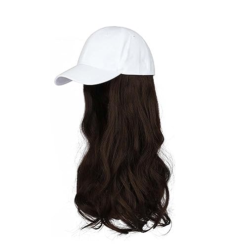 WUODHTW Damen Baseball Cap Perücke natürliche Welle langes Haar verstellbares Wellenhaar Sonnenhut Perücke