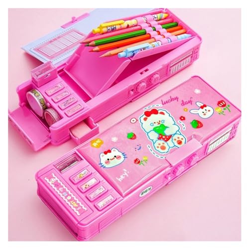GSJNHY Multifunktionale Bleistiftbox 3D-Bleistiftbox Quicksand Translucent Pen Case Code mit Passwortsperre Schreibwarenbox Zylindrische Multifunktions-Stiftbox for Kinder (Color : D3)